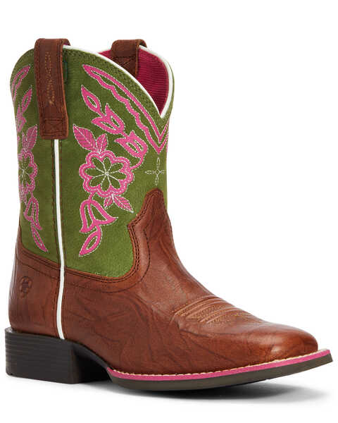 Image #1 - Ariat Girls' Cattle Cate Western Boots - Broad Square Toe, , hi-res