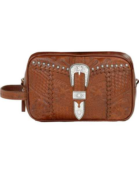 Image #1 - American West Leather with Buckle Dopp Kit, Mocha, hi-res