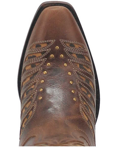 Laredo Women's Stella Leopard Print Inlay Studded Western Boots - Snip Toe, Brown, hi-res