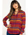 Image #1 - Rock & Roll Denim Women's Rust Serape Stripe Southwestern Embroidered Long Sleeve Western Shirt , , hi-res