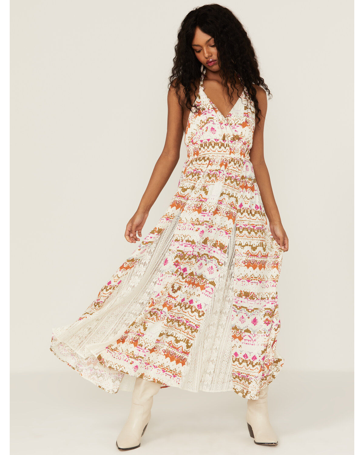 Image #2 - Shyanne Women's Abstract Southwestern Halter Top Maxi Dress, Fuchsia, hi-res