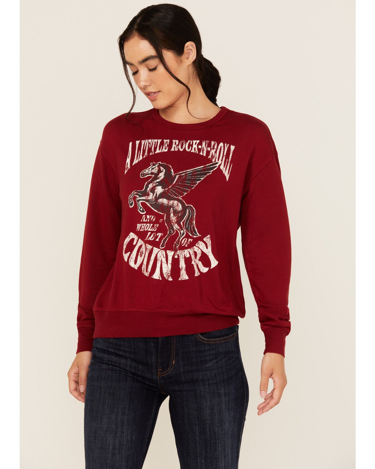 Idyllwind Women's Little Rock Lot of Country Pullover Sweatshirt, Wine, hi-res