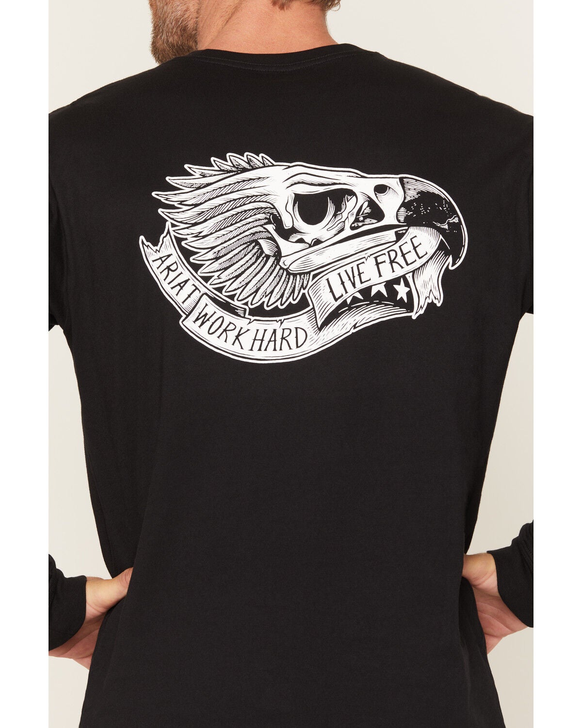 Image #4 - Ariat Men's Rebar&reg; Cotton Strong&trade; Eagle Skull Long Sleeve Work T-Shirt, Black, hi-res