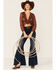 Image #1 - Saints & Hearts Women's Tie Front Lace Ruffle Crop Top, Rust Copper, hi-res