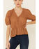Image #3 - Wishlist Women's Eyelet Peplum Short Sleeve Top, Mustard, hi-res