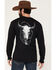 Image #1 - RANK 45&reg; Men's Barbed Wire Steerhead Long Sleeve Graphic T-Shirt, Black, hi-res