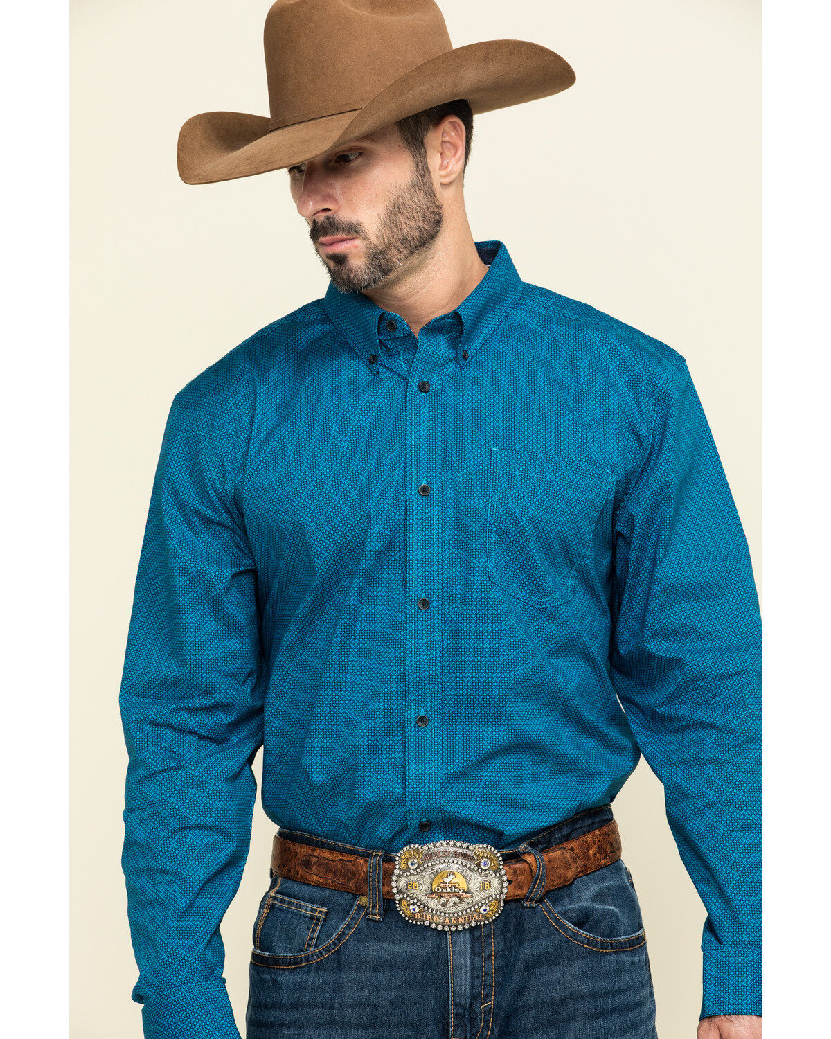 Image #1 - Cody James Core Men's Ringfield Micro Geo Print Long Sleeve Western Shirt, , hi-res