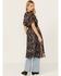 Image #4 - Angie Women's Floral Bird Print Ruffle Kimono, Black, hi-res