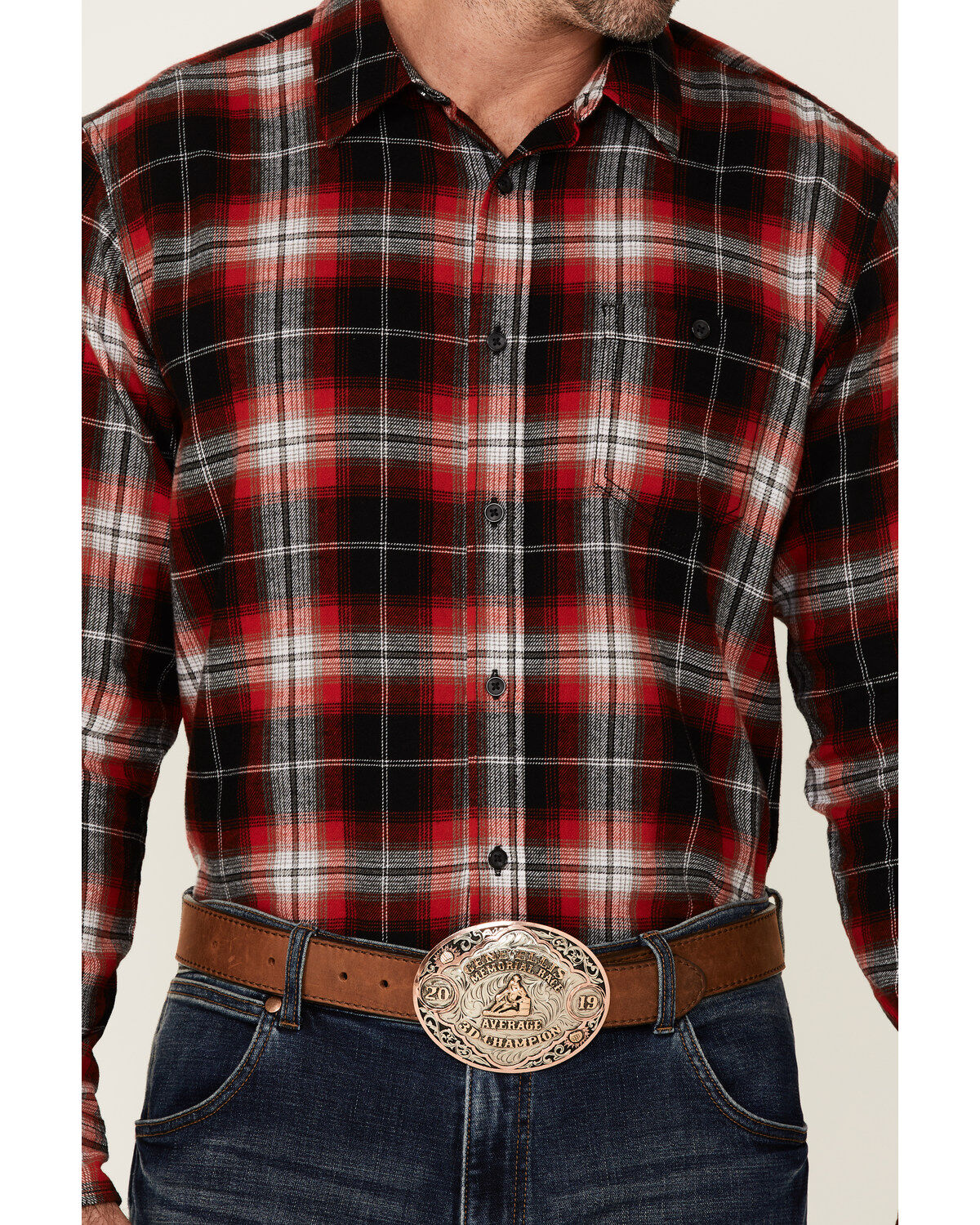 Image #3 - Gibson Men's Old School Plaid Long Sleeve Button Down Western Flannel Shirt, Red, hi-res