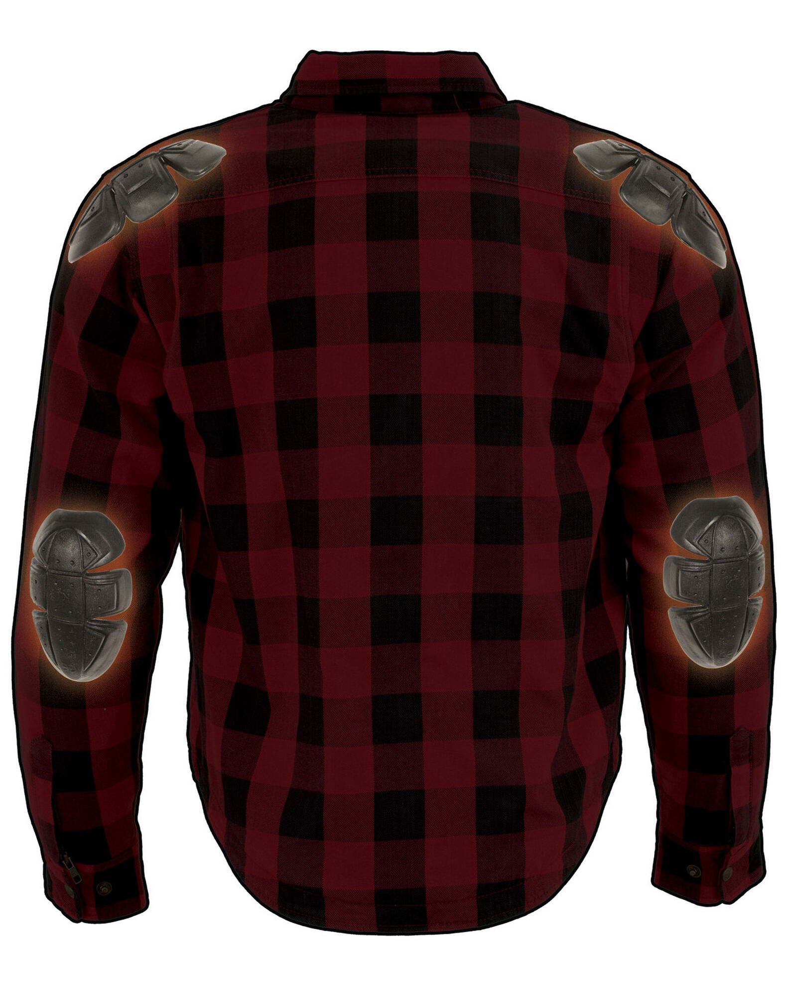 Image #2 - Milwaukee Performance Men's Aramid Checkered Flannel Biker Shirt - Big & Tall, Black/red, hi-res