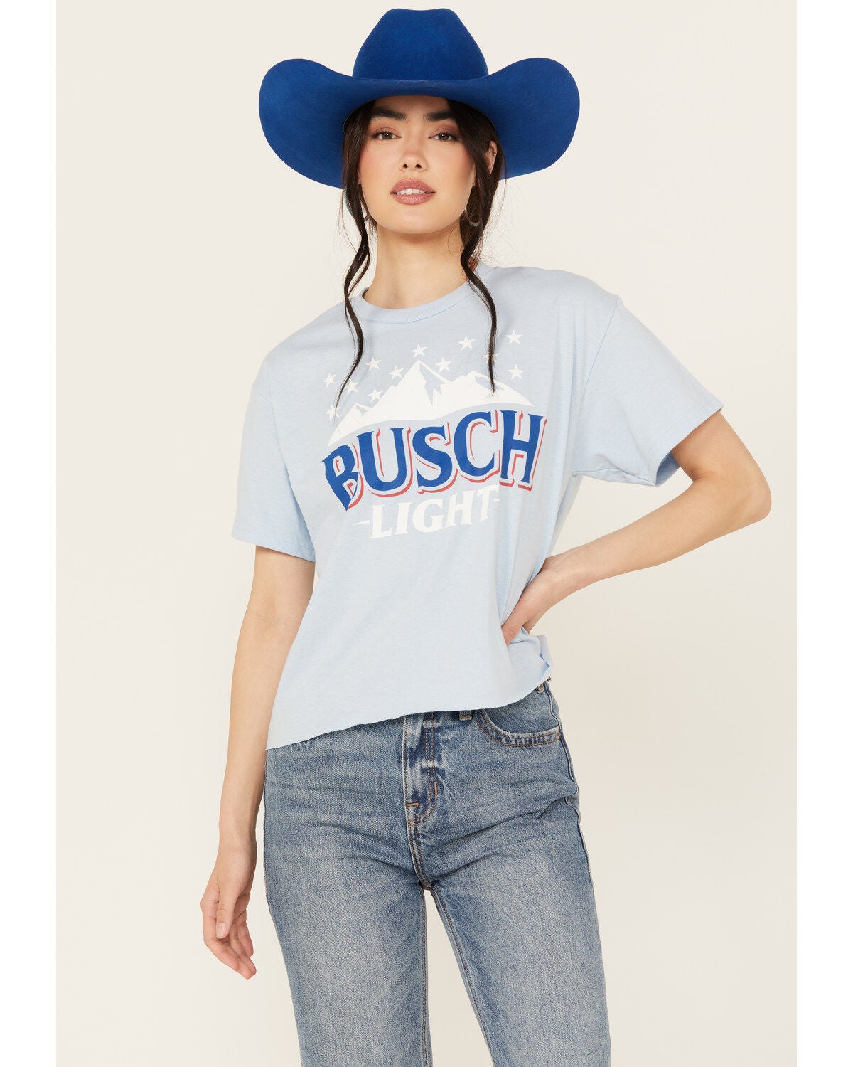 Brew City Beer Gear Women's Busch Cropped Graphic Tee, Light Blue, hi-res