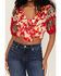 Band of the Free Women's Beautiful Noise Floral Print Crop Top, Red, hi-res