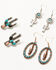 Image #1 - Shyanne Women's Cactus Stone & Feather 3pc Earrings Set, Silver, hi-res