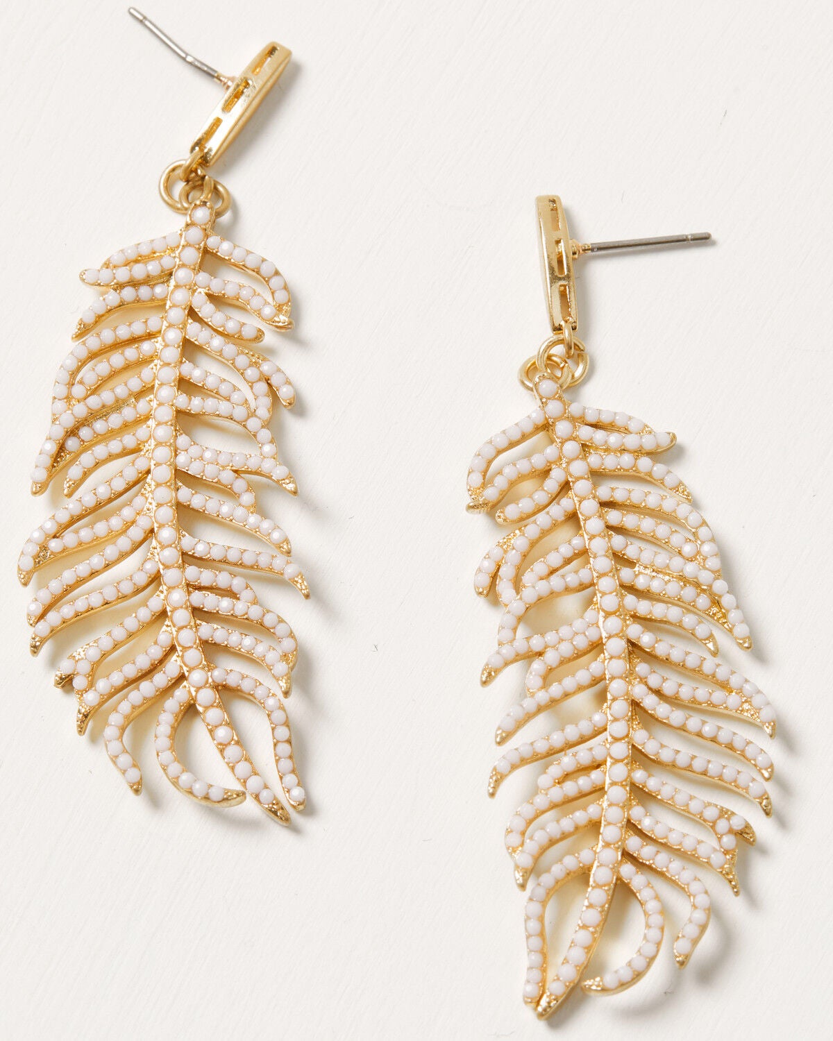 Image #1 - Lainey Wilson Women's Feather Earrings, Gold, hi-res