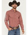 Image #1 - Ariat Men's Team Logo Paisley Print Long Sleeve Button-Down Western Shirt, Red, hi-res