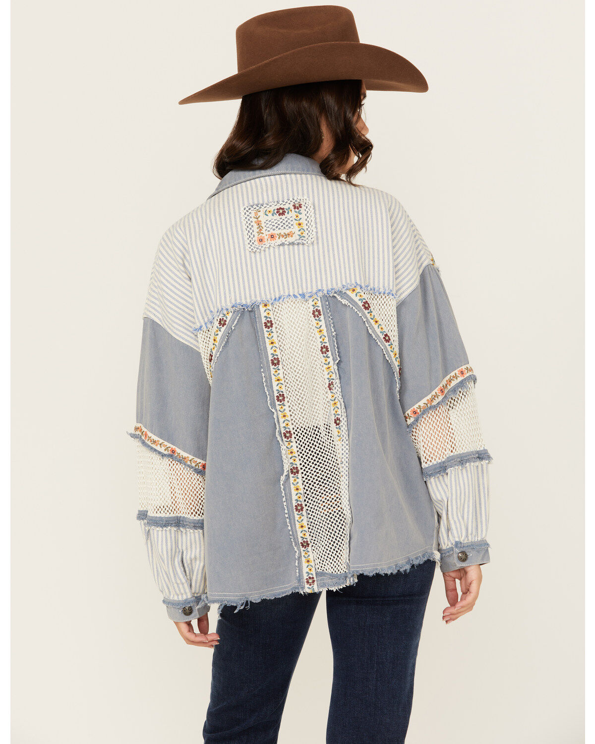 Product Name:  People Of Leisure Women's Patchwork Floral Long Sleeve Button-Down Shirt