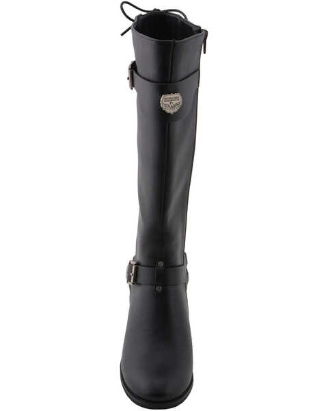 Milwaukee Leather Women's Back End Laced Riding Boots - Round Toe, Black, hi-res