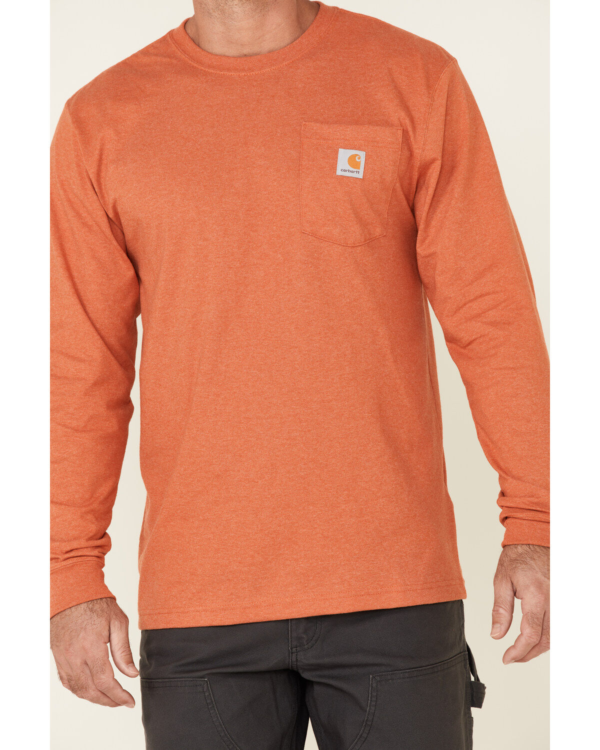 Image #3 - Carhartt Men's Loose Fit Heavyweight Long Sleeve Logo Pocket Work T-Shirt, , hi-res