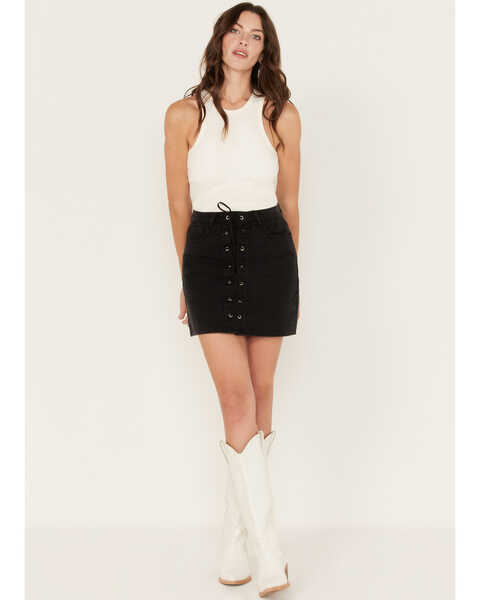 Sadie & Sage Women's Denim Mini Skirt, Black, hi-res