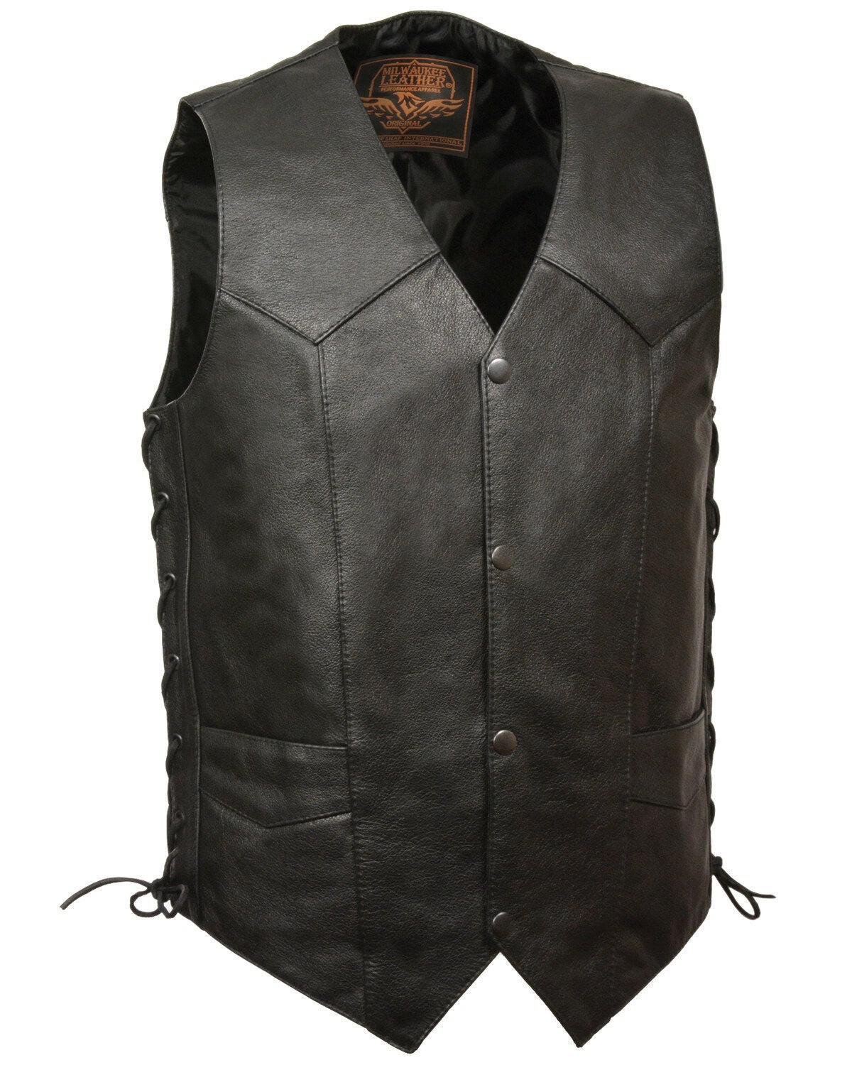 Milwaukee Leather Men's 54-56 Classic Side Lace Vest, Black, hi-res