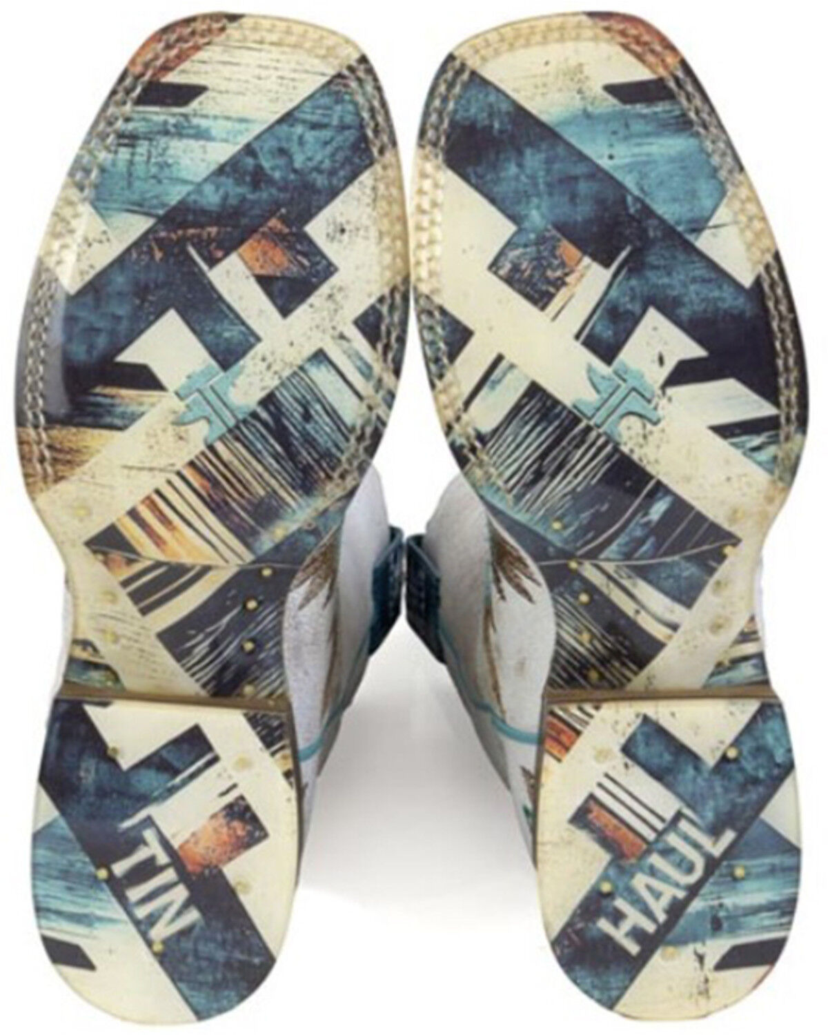Image #3 - Tin Haul Women's Twisted Southwestern Print Western Boots - Broad Square Toe, White, hi-res