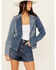 Image #1 - Shyanne Women's Oasis Medium Wash Denim Blocked Comfort Stretch Blazer , Medium Wash, hi-res