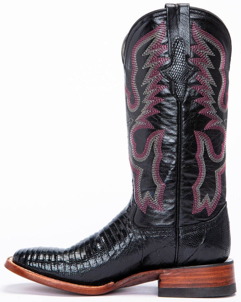 black lizard square toe boots