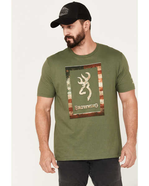 Browning Men's Americana Short Sleeve Graphic T-Shirt, Olive, hi-res