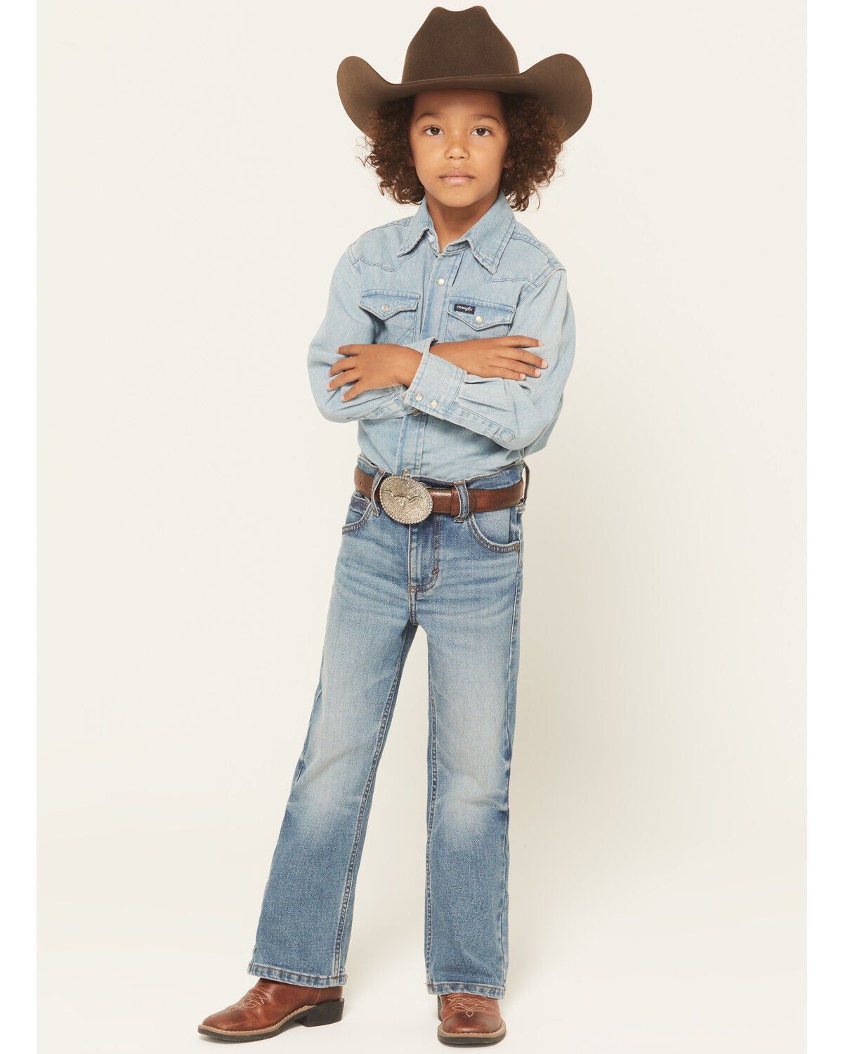 Wrangler 20X Little Boys' Wright 42 Vintage Bootcut Stretch Denim Jeans, Blue, hi-res