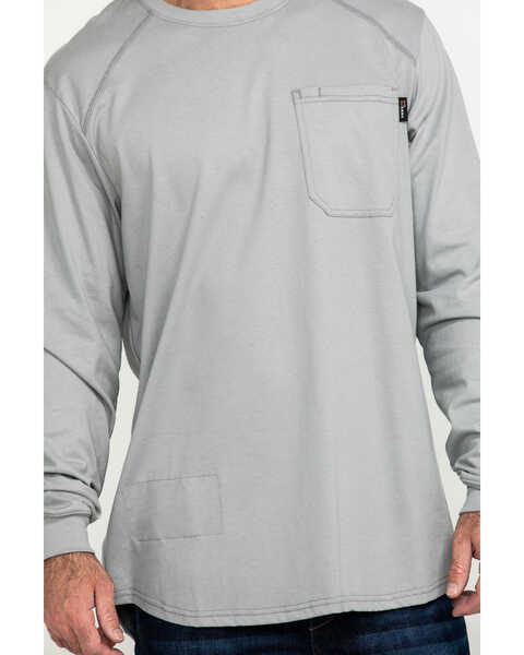 Image #4 - Hawx Men's FR Pocket Long Sleeve Work T-Shirt , Silver, hi-res
