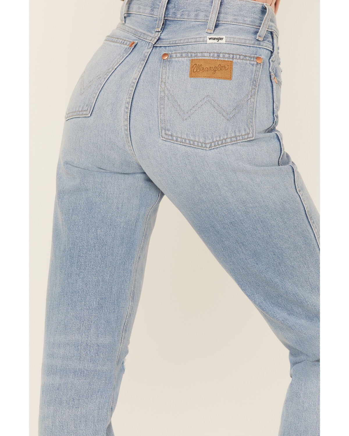 Image #4 - Wrangler Retro Women's Wild West 603 Mid Damaged High Rise Straight Jeans, Blue, hi-res