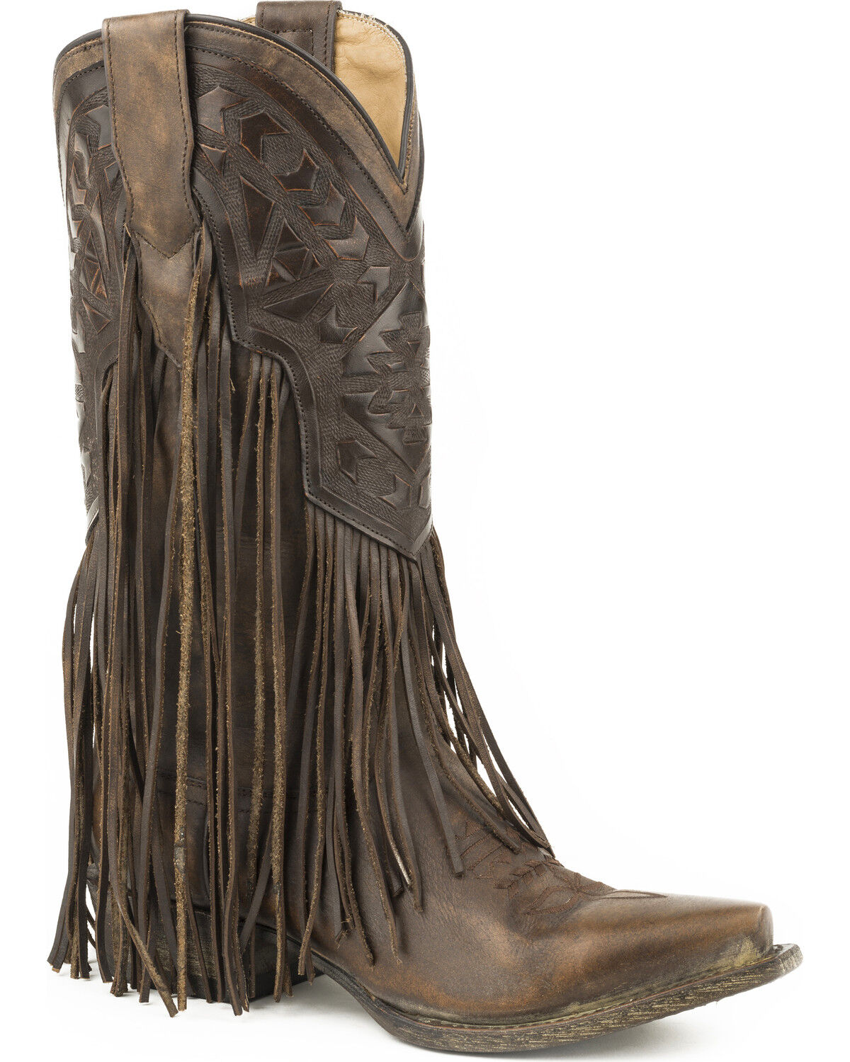 fringe leather booties