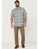 Resistol Men's Hampton Plaid Print Short Sleeve Button Down Western Shirt , Light Green, hi-res