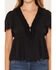 Image #3 - Originality Women's V Neck Peplum Top, Black, hi-res