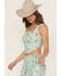 Image #2 - Rock & Roll Denim Women's Floral Print Button-Down Coreset Tank Top, Aqua, hi-res
