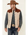 Image #1 - Rock & Roll Denim Men's Color-Block Quilted Poly-Fill Snap-Front Vest, Tan, hi-res