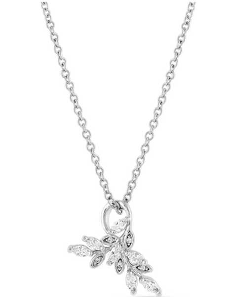 Montana Silversmiths Women's Frozen In Time Leaf Necklace, Silver, hi-res