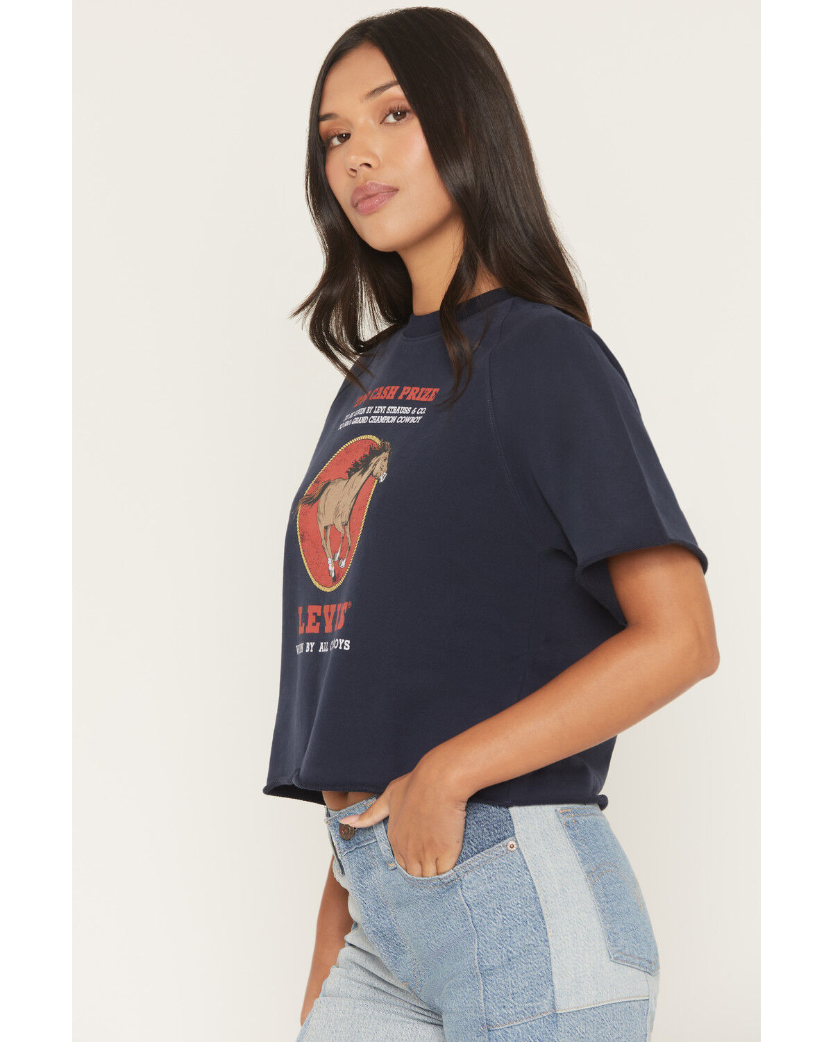 Image #2 - Levi's Women's Horse Logo Short Sleeve Sweatshirt Tee, Black, hi-res