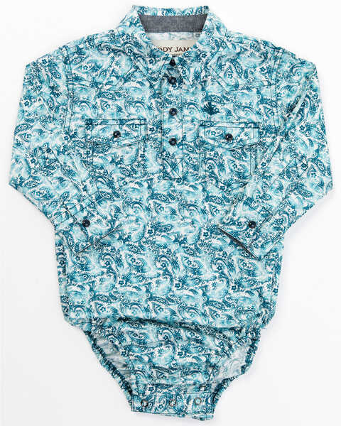 Cody James Infant Boys' Paisley Print Long Sleeve Western Snap Shirt, Blue, hi-res