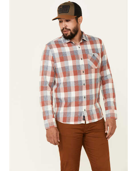 Flag & Anthem Men's Pagedale Vintage Wash Plaid Long Sleeve Button Down Western Shirt , Rust Copper, hi-res
