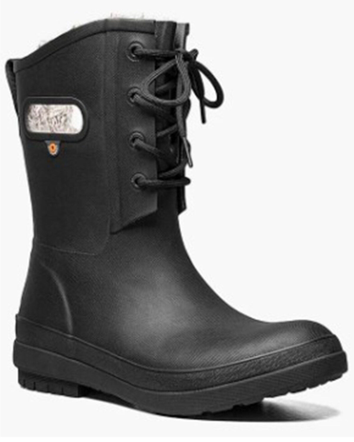 Image #1 - Bogs Women's Amanda Plush II Lace-Up Waterproof Rain Boots - Round Toe, Black, hi-res