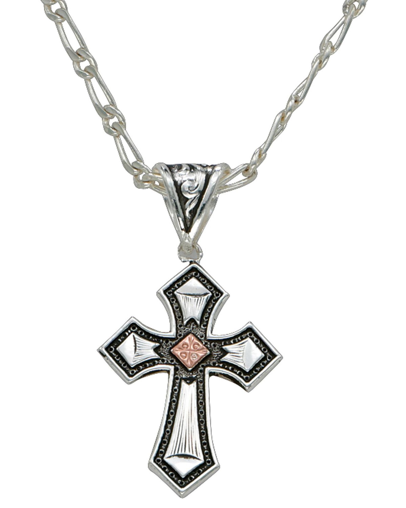 Image #2 - Montana Silversmiths Antique Silver Cross Necklace, Silver, hi-res