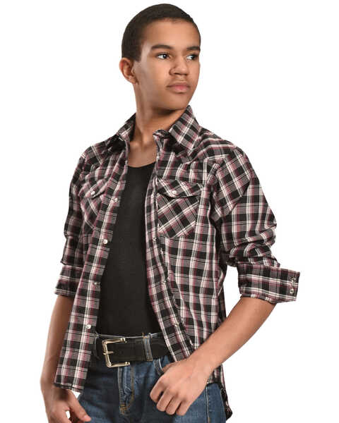 Wrangler Boy's Assorted Western Plaid Shirt, Plaid, hi-res