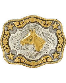 boys buckle western buckles belts horse head rectangle silver nocona gold belt