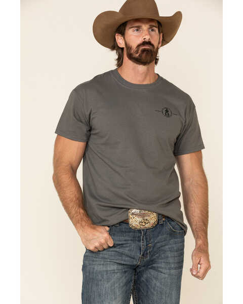 Image #1 - Cowboy Up Men's Open Range Short Sleeve Graphic T-Shirt, Grey, hi-res