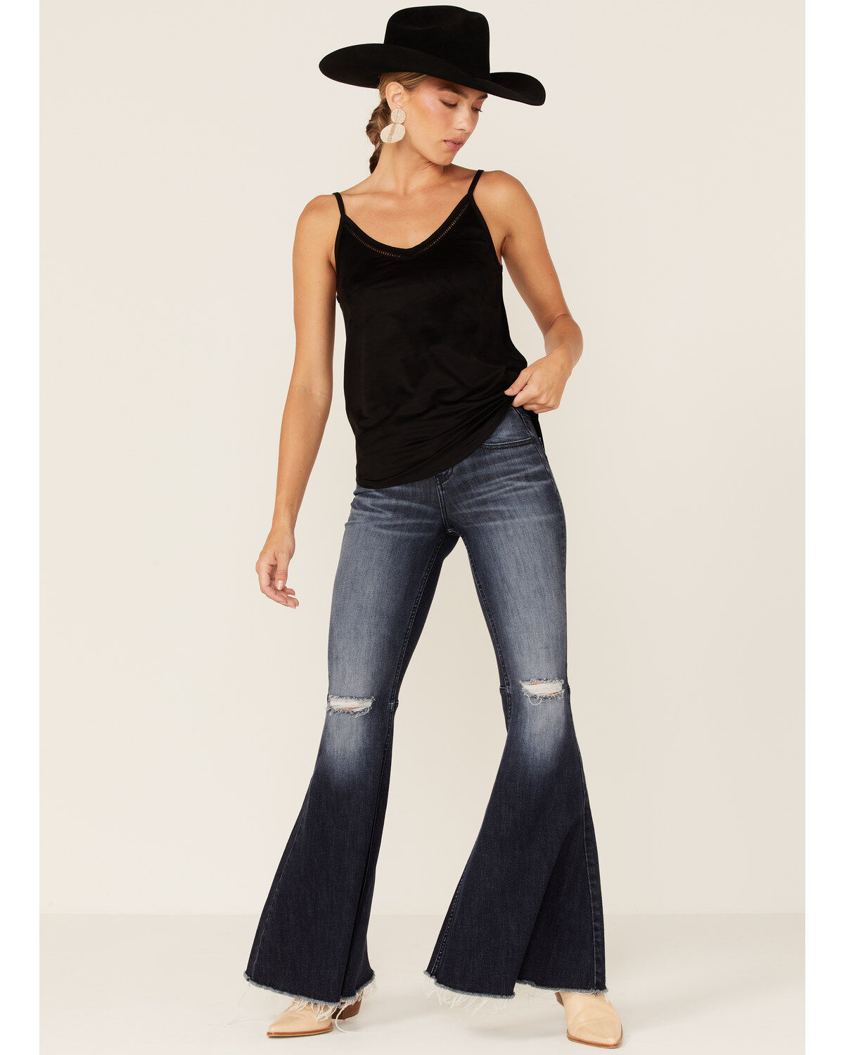 Image #2 - Shyanne Women's Faux Suede Latter Trim Cami, Black, hi-res