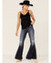 Shyanne Women's Faux Suede Latter Trim Cami , Black, hi-res