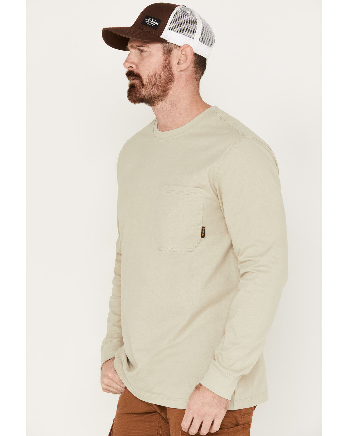 Image #2 - Hawx Men's Forge Long Sleeve Work Pocket T-Shirt, Taupe, hi-res