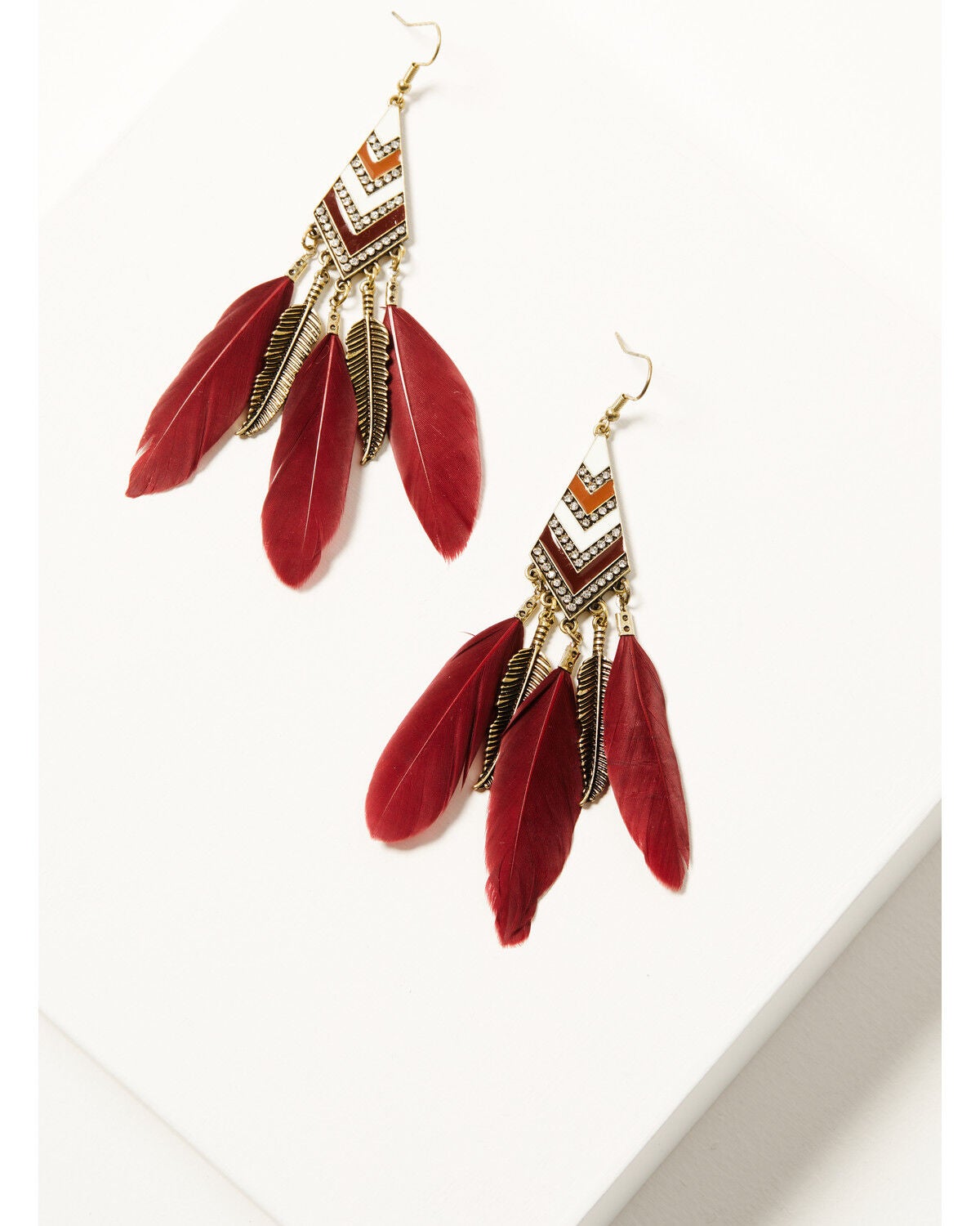 Shyanne Women's Desert Rose Antique Feather Earrings, Gold, hi-res