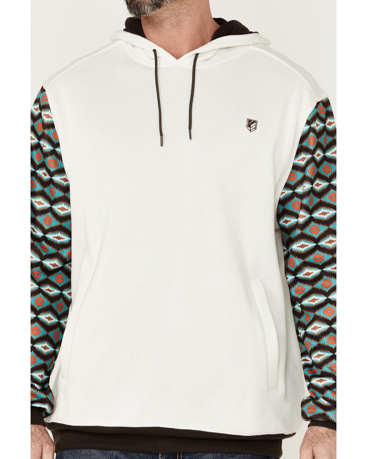 Image #4 - RANK 45 Men's Rustler Southwestern Color-Block Sleeve Hooded Sweatshirt , , hi-res